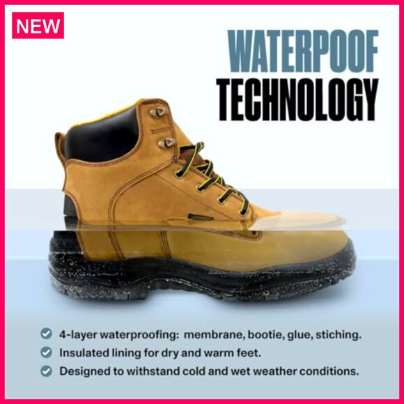 Men\'s Waterproof Leather Work Boots Lightweight Tactical Hiking Ankle Boots main image 6